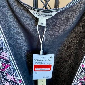 Max Studio Black and Pink Patterned Dress